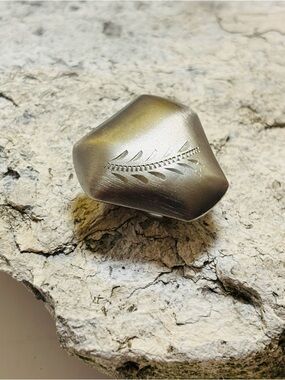 Vintage Silver Tone Etched Cowgirl Scarf Slide
